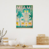 Vintage Miami, Ocean Drive Travel Poster (Kitchen)