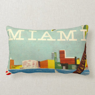 Vintage Miami travel design pillow