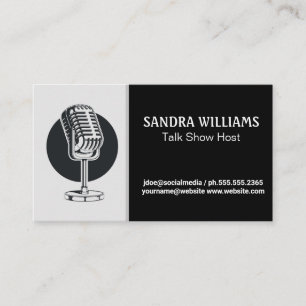 Vintage Mic Podcast Host Business Card