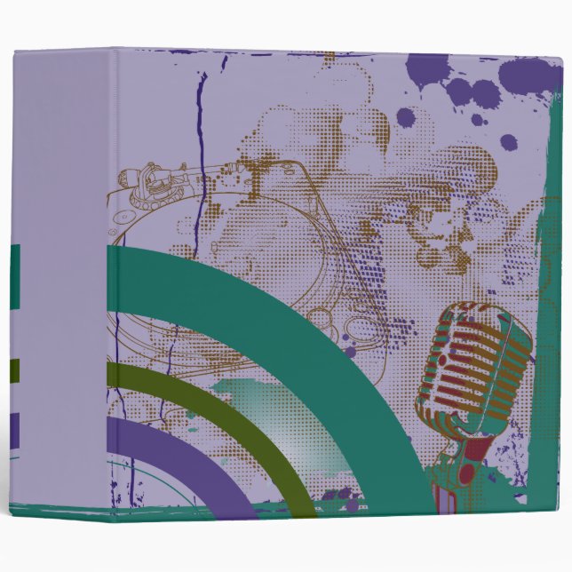 vintage mic turntable colours notebook binder (Front/Spine)