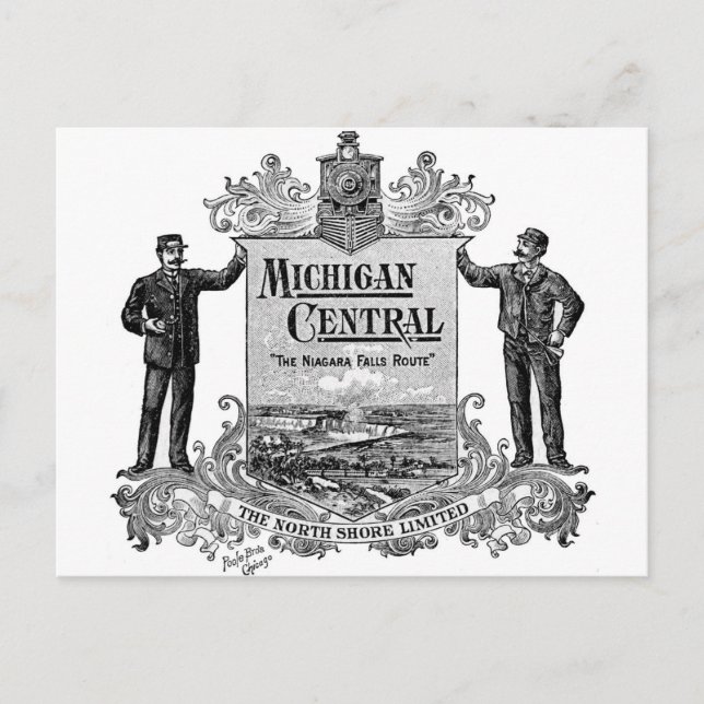 VINTAGE MICHIGAN CENTRAL RAILROAD LOGO POSTCARD (Front)