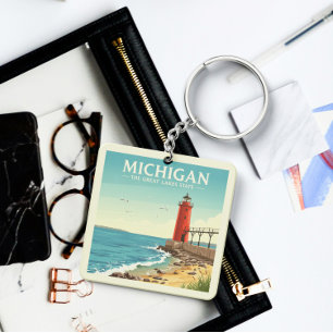 Vintage Michigan Keychain