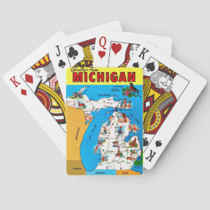 Vintage Michigan Map Playing Cards