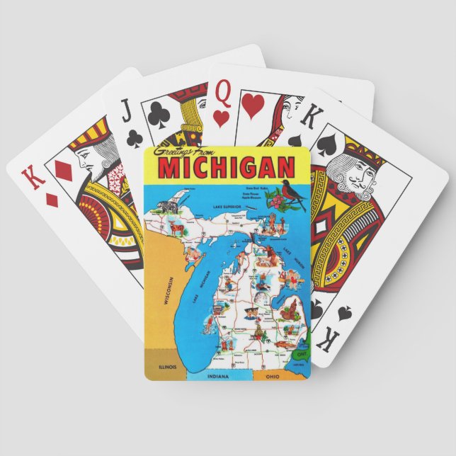 Vintage Michigan Map Playing Cards (Back)