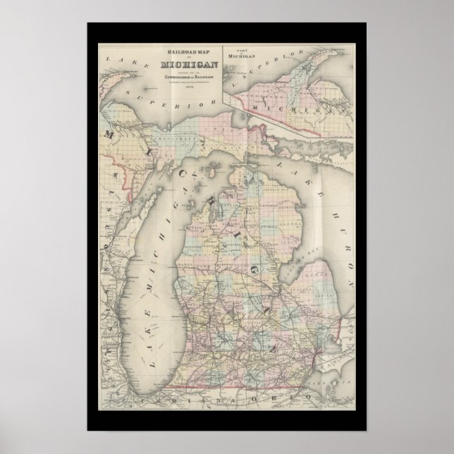 Vintage Michigan Map Poster (Front)