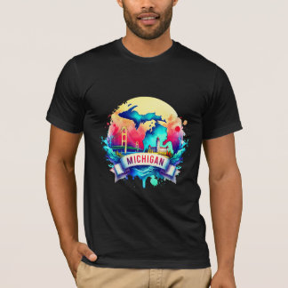 Vintage Michigan Map T-Shirts – Retro us state