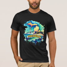 Vintage Michigan Map T-Shirts – Retro us state