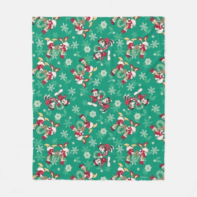 Vintage Mickey & Friends | Winter Fun Pattern Fleece Blanket (Front)