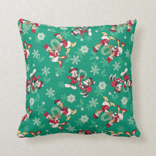 Vintage Mickey & Friends   Winter Fun Pattern Throw Pillow