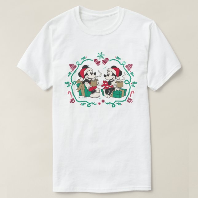 Vintage Mickey & Minnie | Cozy Christmas T-Shirt (Design Front)