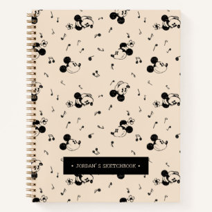 Vintage Mickey & Minnie Music   Add Name Sketch Notebook