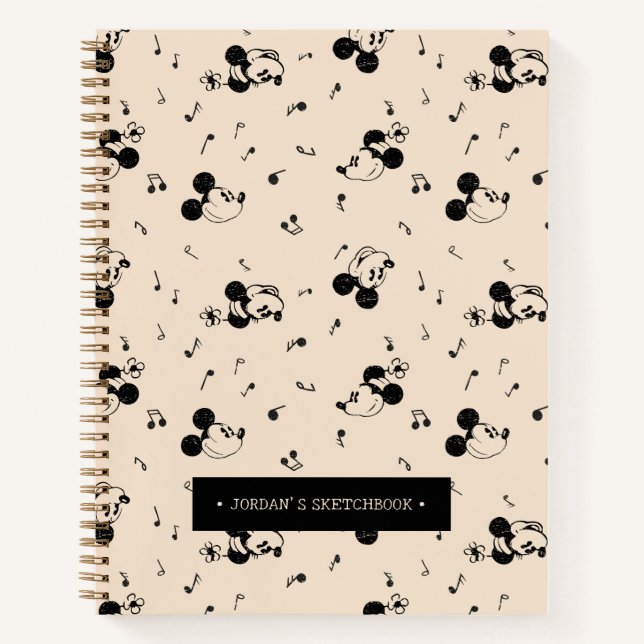 Vintage Mickey & Minnie Music | Add Name Sketch Notebook (Front)