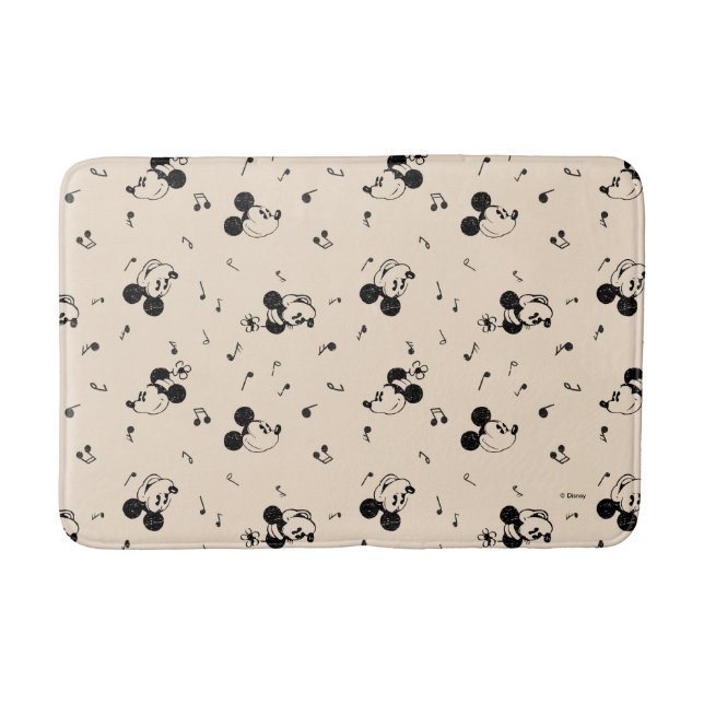 Vintage Mickey & Minnie Music Pattern Bath Mat (Front)
