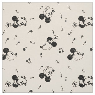 Vintage Mickey & Minnie Music Pattern Fabric