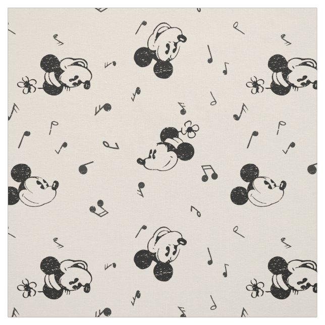 Vintage Mickey & Minnie Music Pattern Fabric (Swatch)