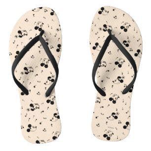 Vintage Mickey & Minnie Music Pattern Flip Flops