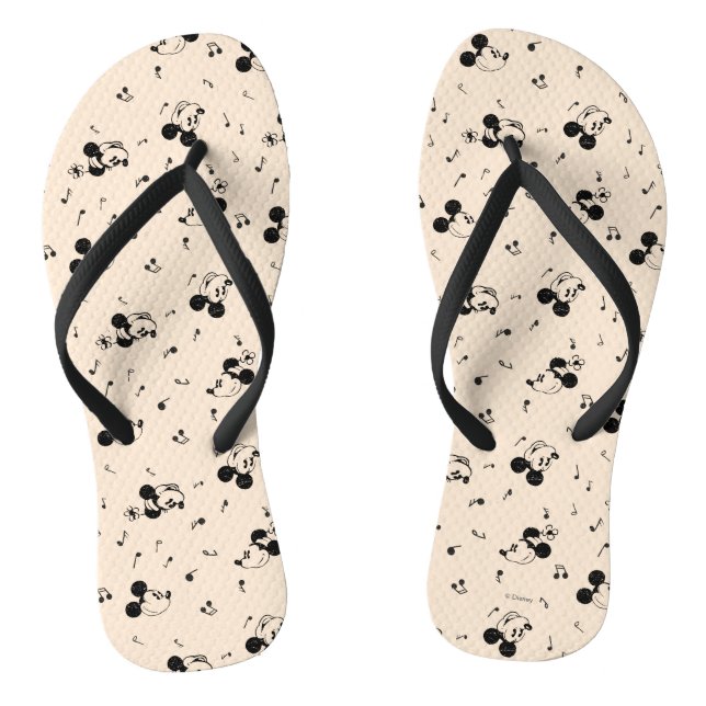 Vintage Mickey & Minnie Music Pattern Flip Flops (Footbed)