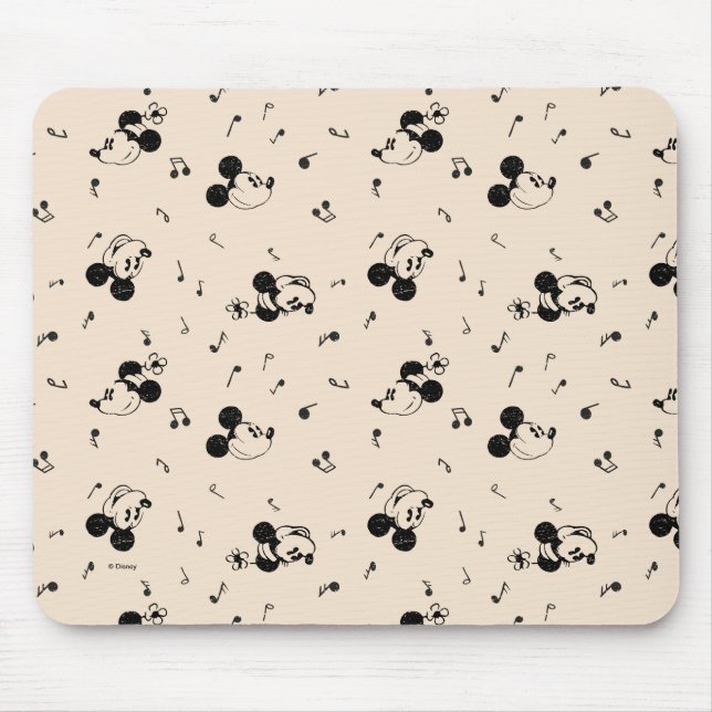 Vintage Mickey & Minnie Music Pattern Mouse Pad (Front)