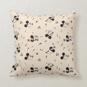 Vintage Mickey & Minnie Music Pattern Throw Pillow