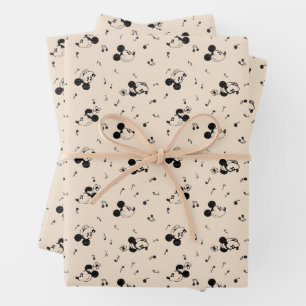 Vintage Mickey & Minnie Music Pattern Wrapping Paper Sheet