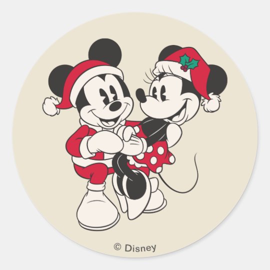 Vintage Mickey & Minnie | Warm & Cozy Classic Round Sticker