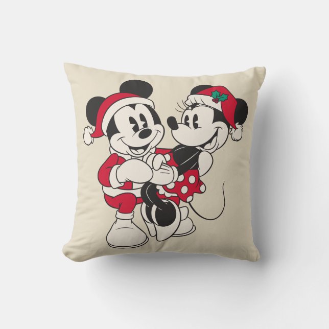 Vintage Mickey & Minnie | Warm & Cozy Throw Pillow (Front)
