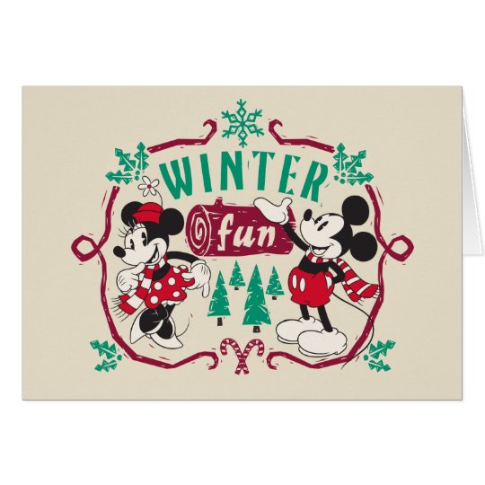 Vintage Mickey & Minnie | Winter Fun Card