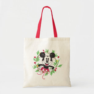 Vintage Mickey Mouse   Christmas Wreath Tote Bag