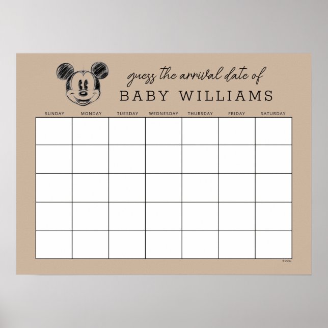 Vintage Mickey Mouse | Guess the Due Date Poster (Front)