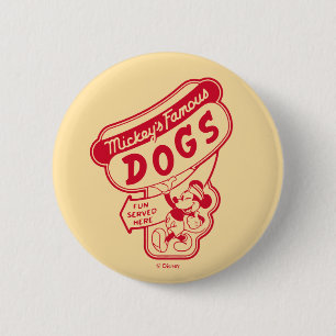 Vintage Mickey Mouse Hot Dog Sign 2 Inch Round Button