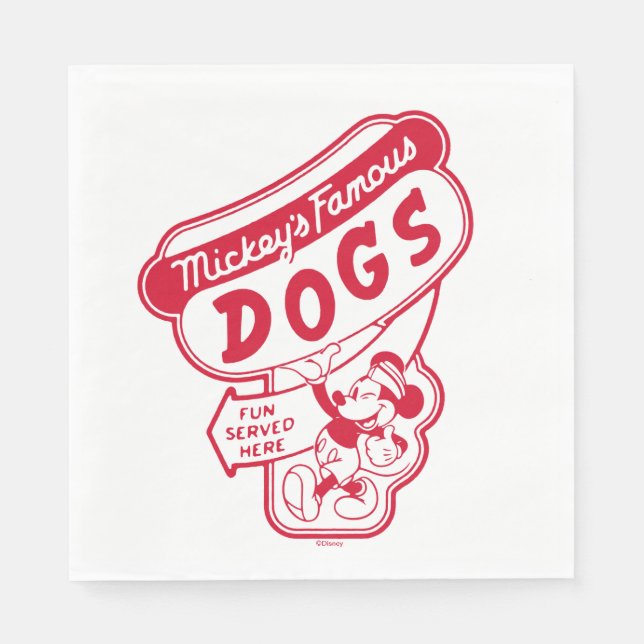 Vintage Mickey Mouse Hot Dog Sign Napkin (Front)