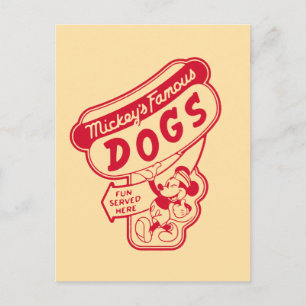 Vintage Mickey Mouse Hot Dog Sign Postcard