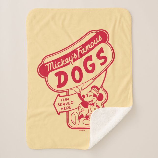 Vintage Mickey Mouse Hot Dog Sign Sherpa Blanket (Front)