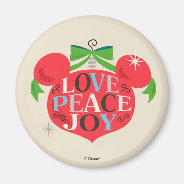 Vintage Mickey Mouse | Love, Peace & Joy Magnet (Front)