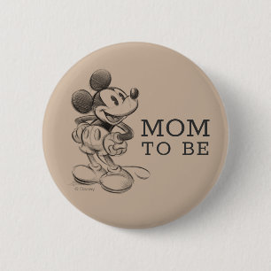 Vintage Mickey Mouse Mom to Be Baby Shower 2 Inch Round Button