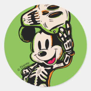 Vintage Mickey Mouse Skeleton Costume Classic Round Sticker