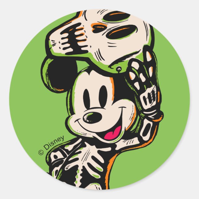Vintage Mickey Mouse Skeleton Costume Classic Round Sticker (Front)