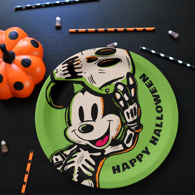 Vintage Mickey Mouse Skeleton Costume Paper Plate (Plate on table)