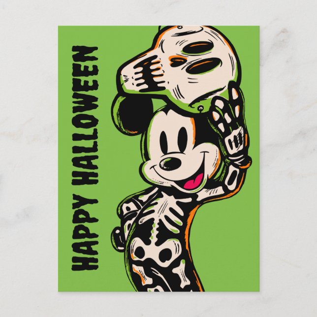 Vintage Mickey Mouse Skeleton Costume Postcard (Front)