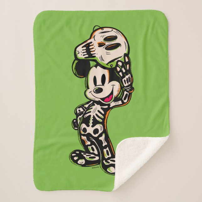 Vintage Mickey Mouse Skeleton Costume Sherpa Blanket (Front)
