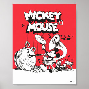Vintage Mickey Silly Insturments Poster