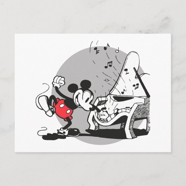 Vintage Mickey WIth Piano Postcard (Front)