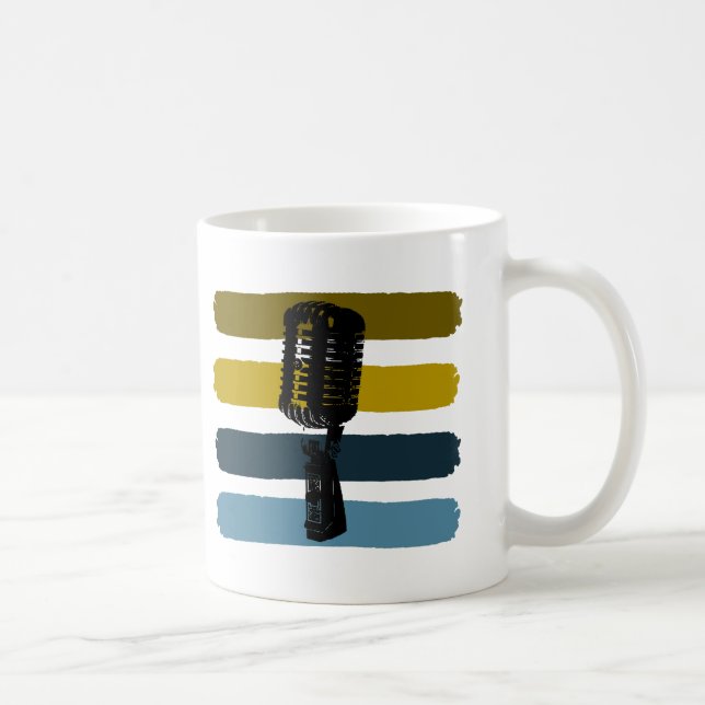Vintage Microphone and Stripes Mug (Right)