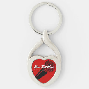 Vintage microphone audio mic design custom heart keychain