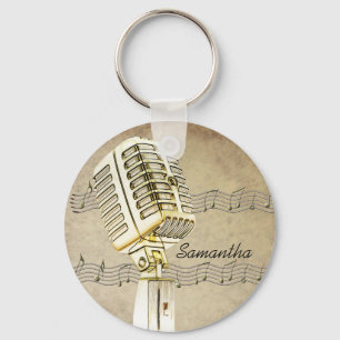 Vintage Microphone Design Keychain