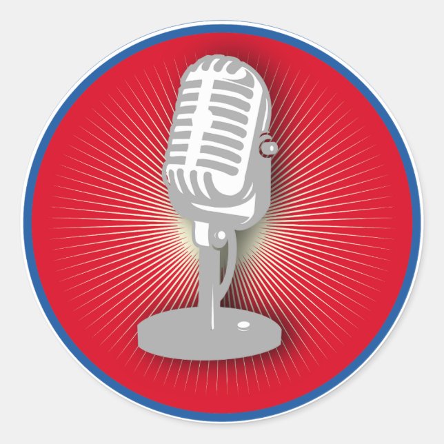 Vintage microphone emblem classic round sticker (Front)