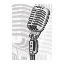 Vintage Microphone in Charcoal Art Print