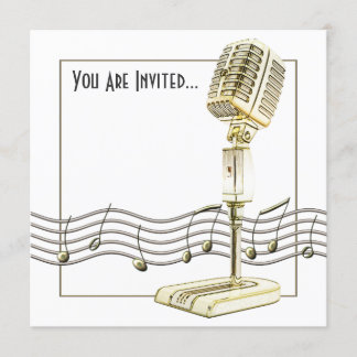 Vintage Microphone Music Invitation