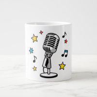 Vintage Microphone Music Notes Retro Singing Desig