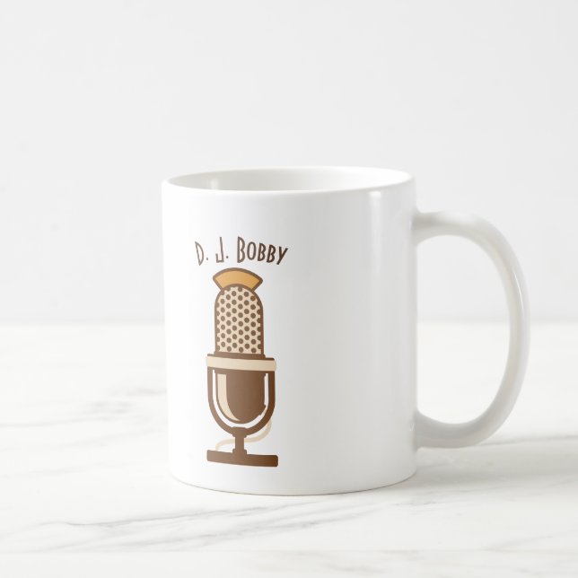 Vintage Microphone Personalized Coffee Mug (Right)